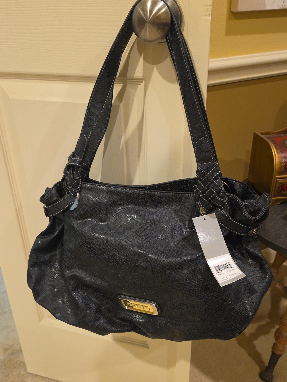Rosetti Black Shoulder Bag with Braided Strap Detail